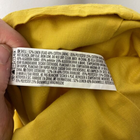 Yellow Linen Tie Front Mini Dress Small Adjustable Spaghetti Straps Bustier - Picture 5 of 9